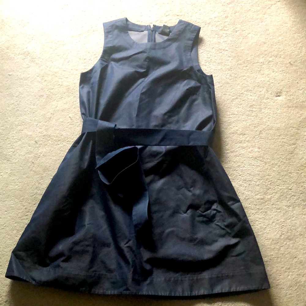 Ann Taylor stretch denim sleeveless belted shift dress